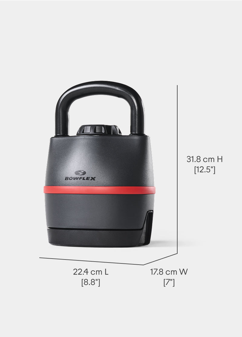 Dimensions for the BowFlex SelectTech 840 Kettlebell on a white background.