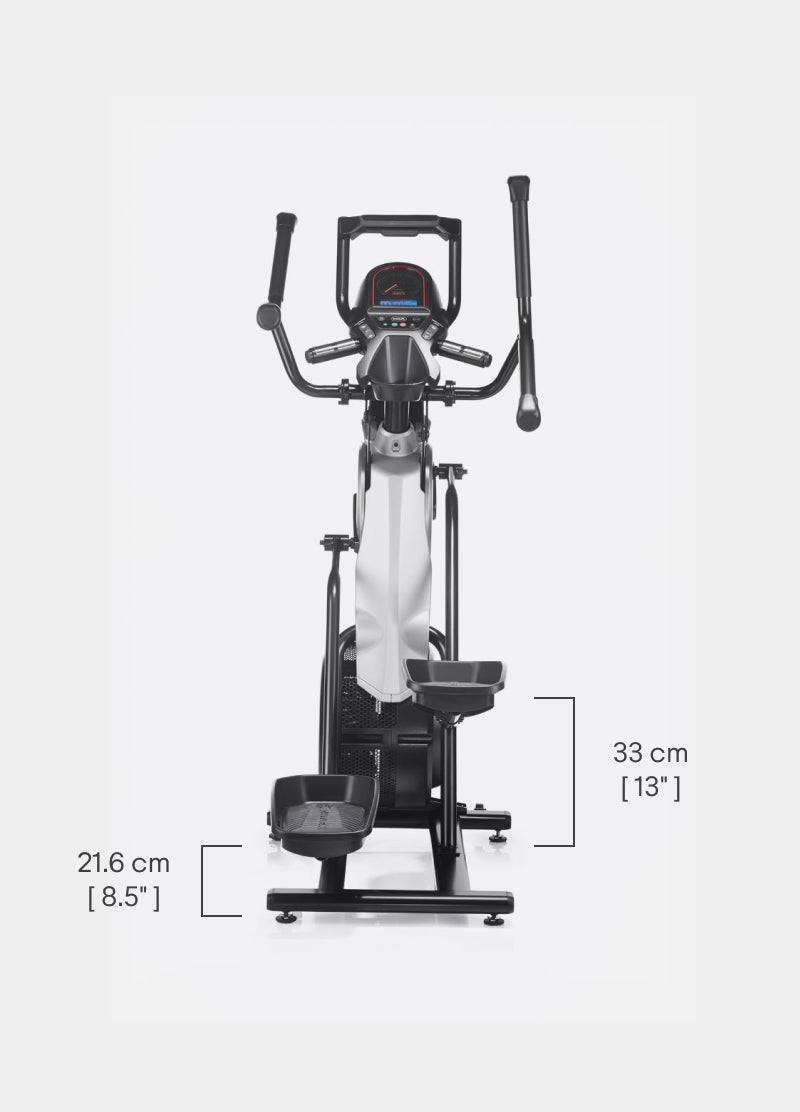 Dimensions for the BowFlex Max Trainer M6 step-on height and maximum step differential.