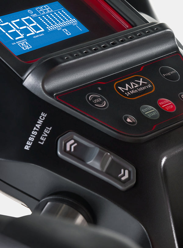 Close up of the BowFlex Max Trainer console buttons.