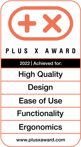 Plus X Award 2022 Achieved for: high quality, design, ease of use, functionality, and ergonomics